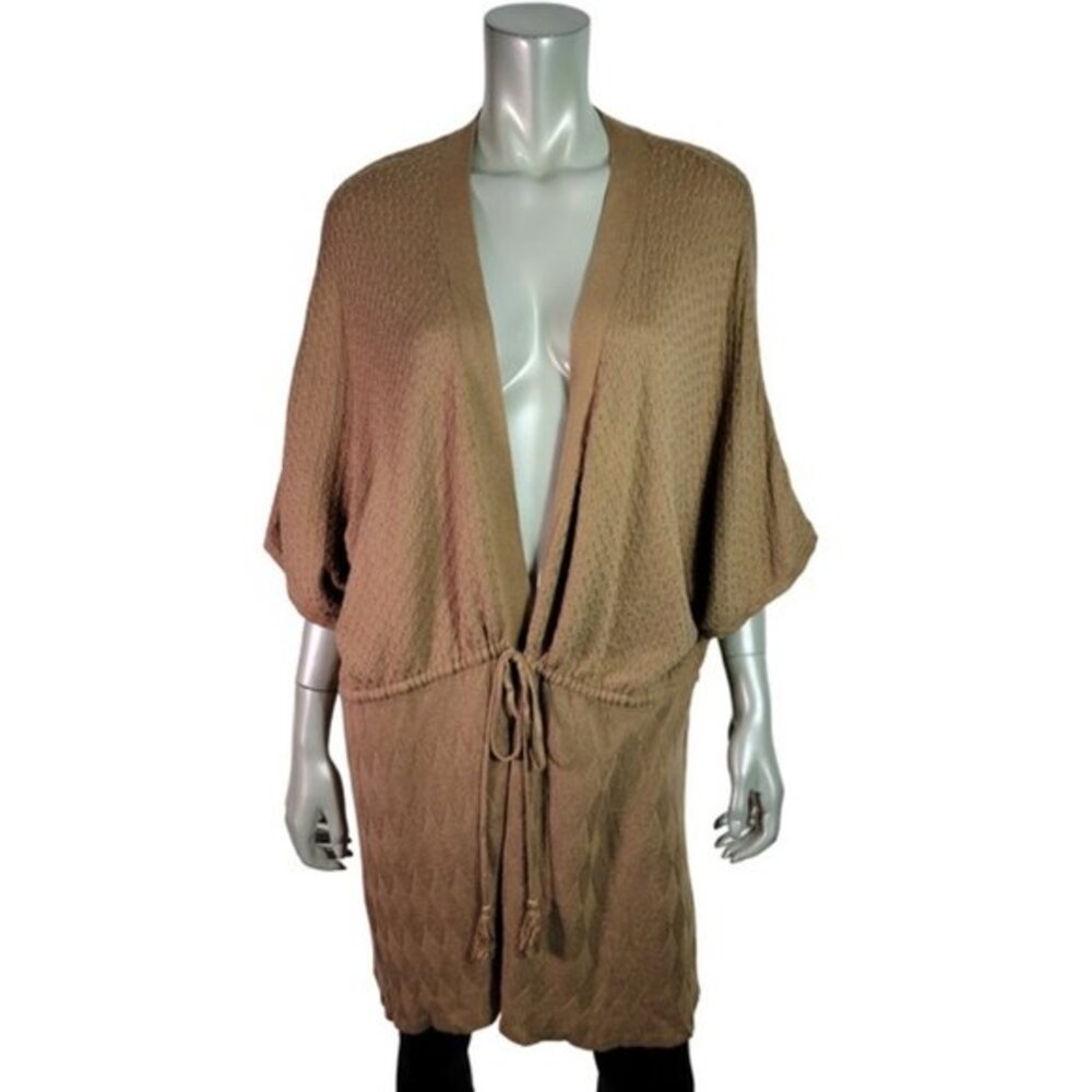 Catherines Cardigan Sweater Plus Size 2X-3X Open Front Lightweight Stretch Brown